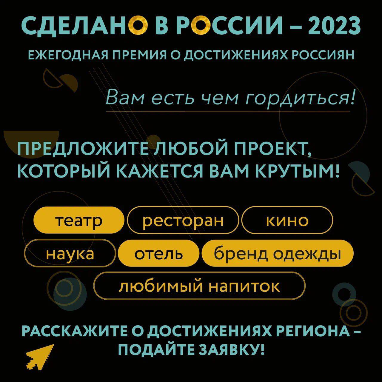 Жители Ингушетии могут принять участие в ежегодной премии «Сделано в России — 2023».